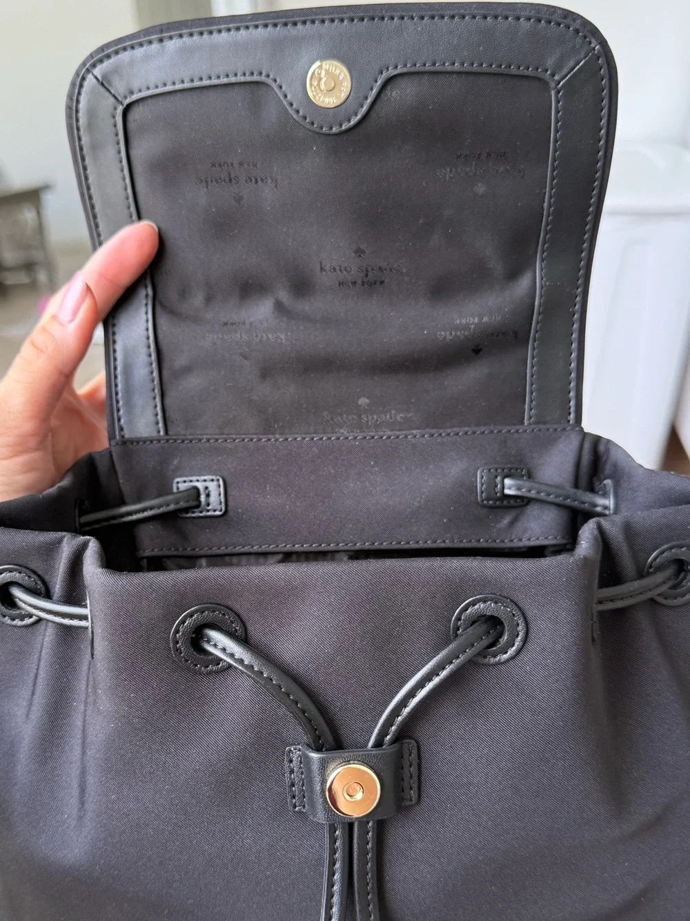 Kate Spade Disney Minnie Mouse 3D Flap Black Nylon Backpack KG589 NWT $399 Bow